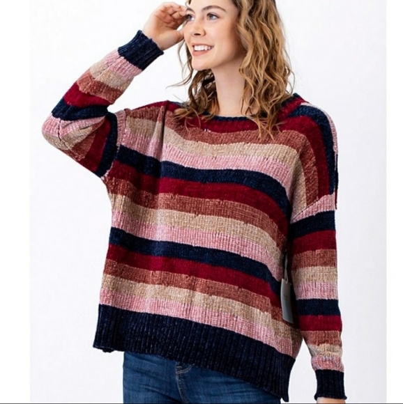 RELISTED O&O soft chenille striped sweater - Picture 4 of 6